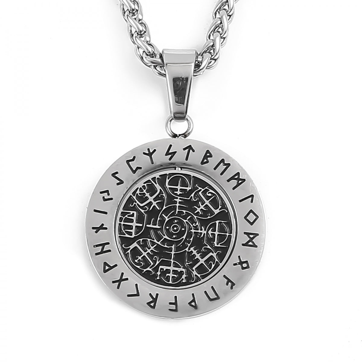 Viking Rotating Necklace - Vegvisir Polished "S"