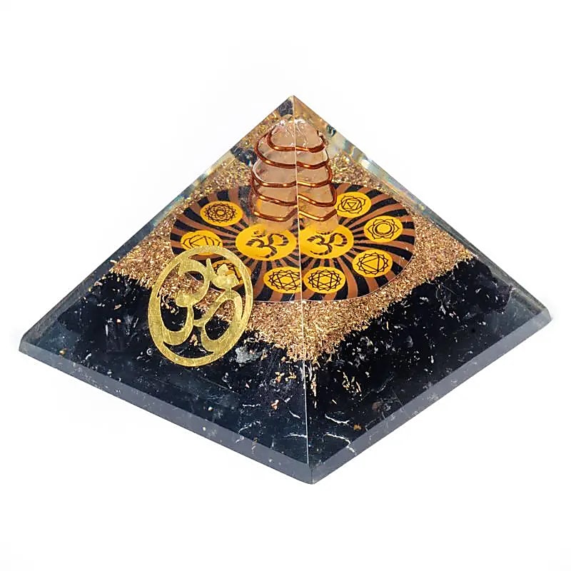 Orgonit Pyramide - Schwarzer Turmalin / OM-Symbol
