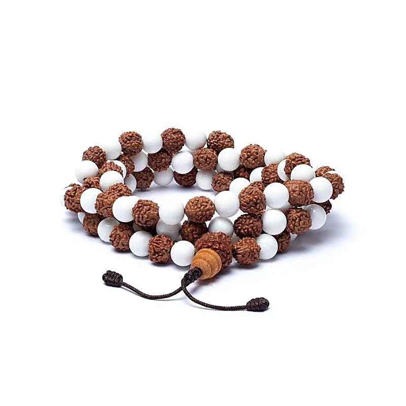 Mala Rudraksha und Muschel – 108 Perlen