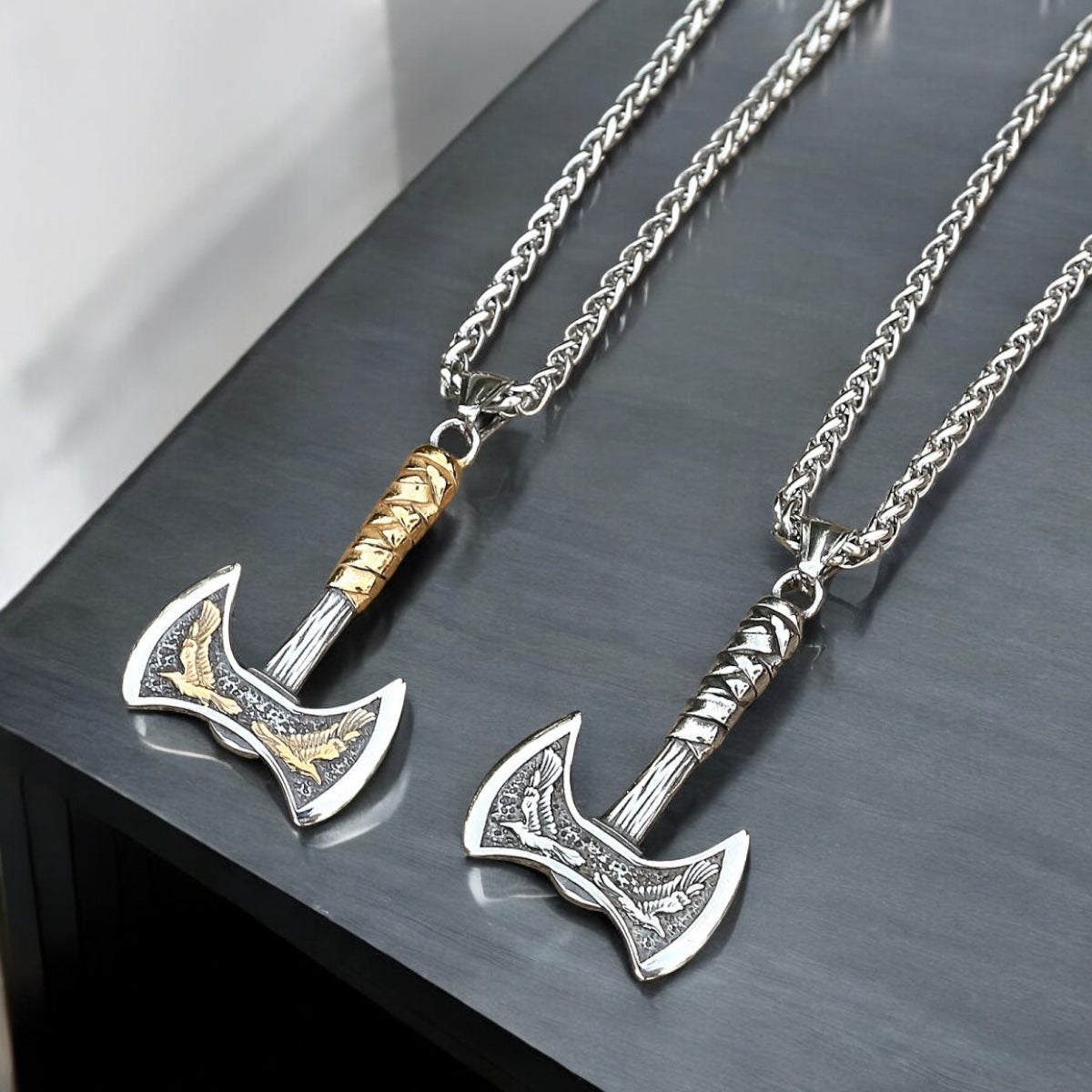 Necklace “Viking Raven Axe” (Dual Tone)