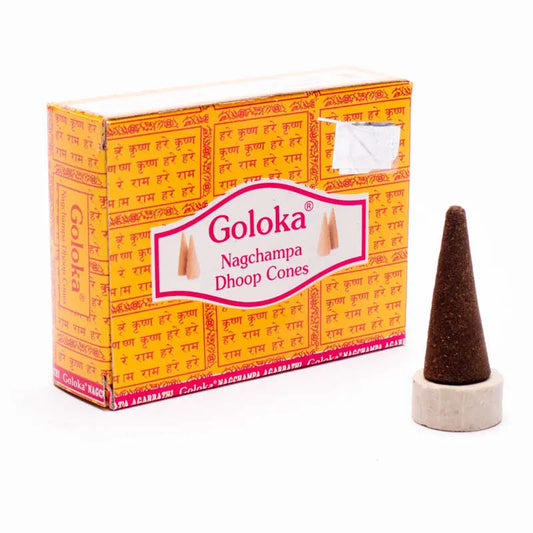 Goloka Nagchampa Dhoop Räucherkegel – 20 g Dose  