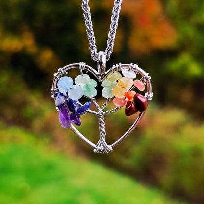 Edelsteinanhänger "Chakra-Lebensbaum" Herz