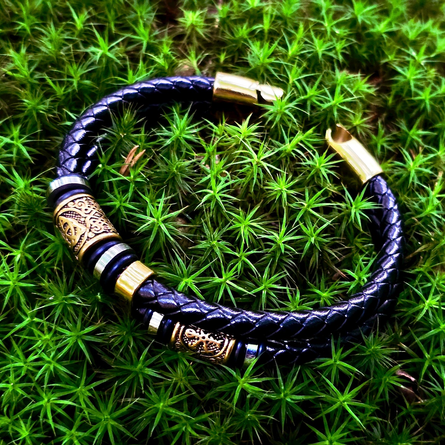 Bracelet "Vegvisir and Valknut Dubbla" (Dual Tone)