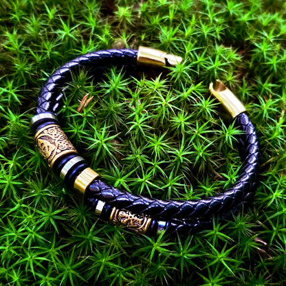 Bracelet "Vegvisir and Valknut Dubbla" (Dual Tone)