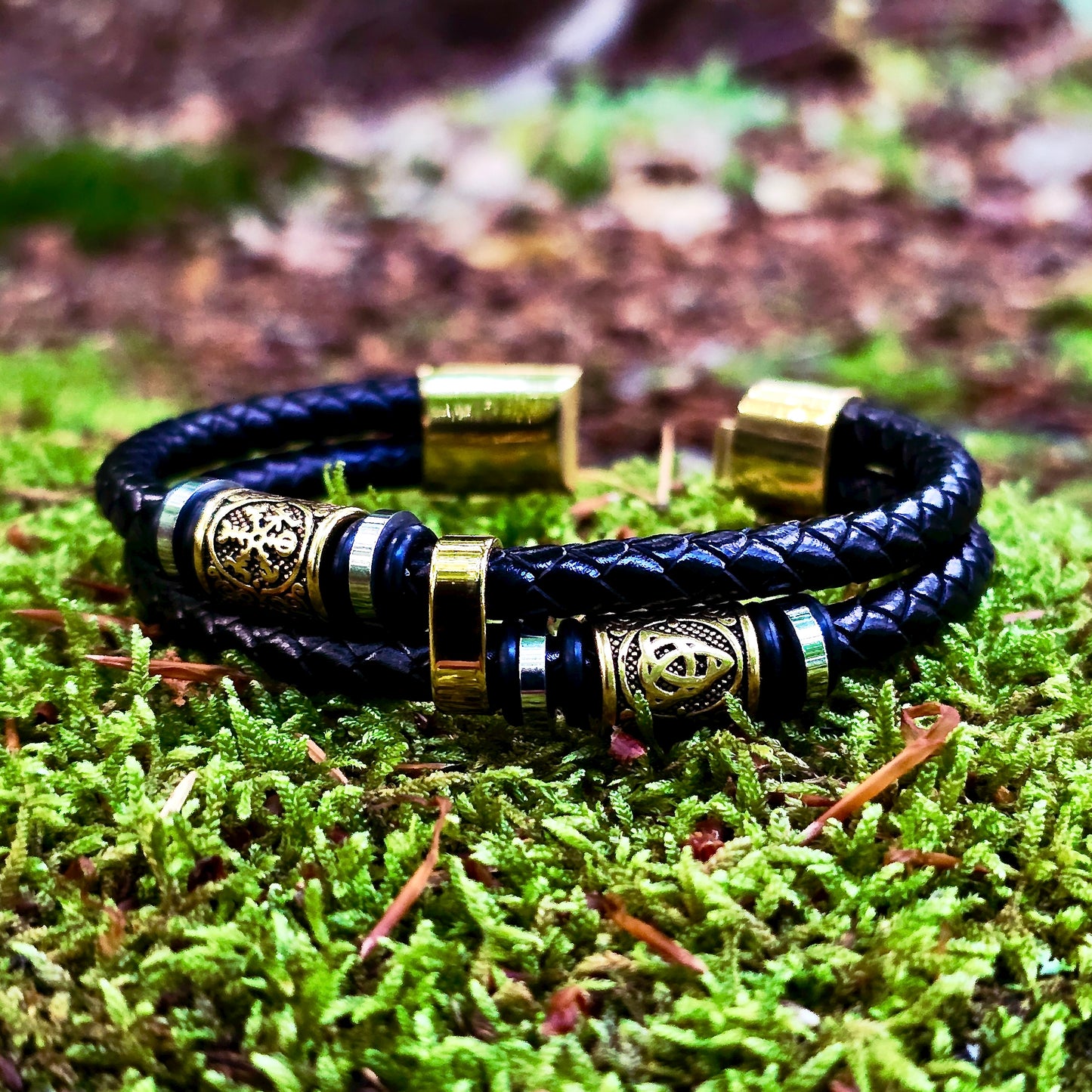 Bracelet "Vegvisir and Valknut Dubbla" (Dual Tone)