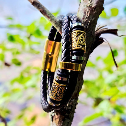 Bracelet "Vegvisir and Valknut Dubbla" (Dual Tone)