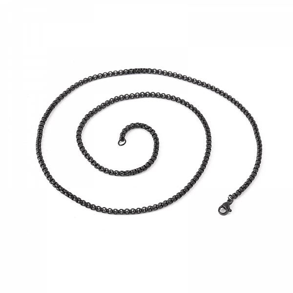 Boxchain 3mm Necklace (Black)