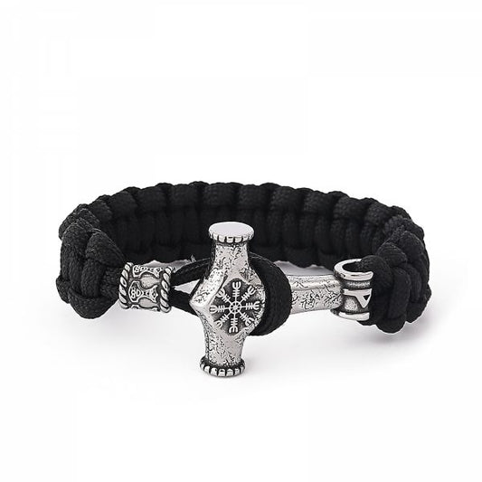 Paracord Bracelet “Mjölnir Galdrastafir” (Black)