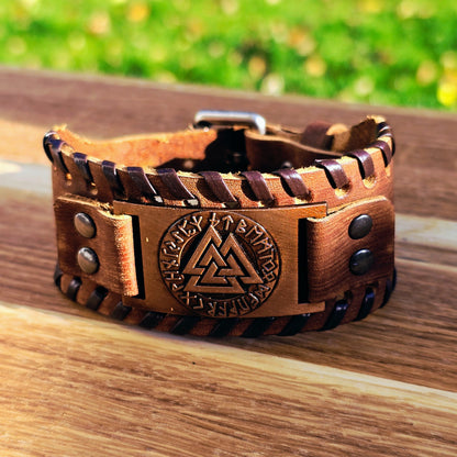 Bracelet Valknut Premiumleather (Brown)