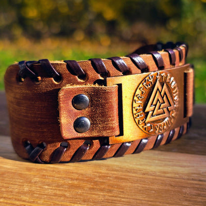 Bracelet Valknut Premiumleather (Brown)
