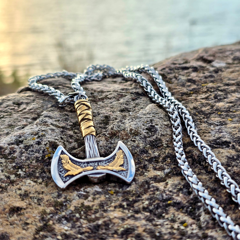 Necklace “Viking Raven Axe” (Dual Tone)