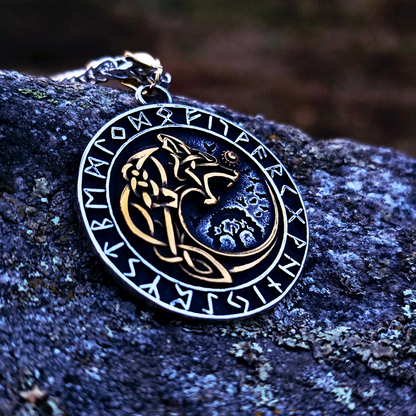 Necklace “Sköll – Circle of Runes” (Dual Tone)