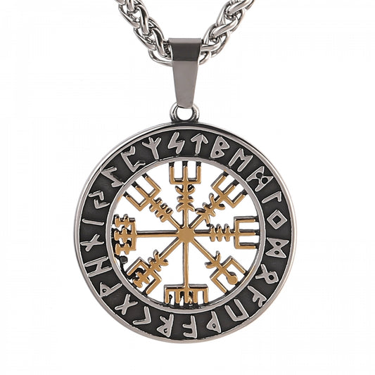 Necklace "Runkompass Vegvisir" (Dual Tone)