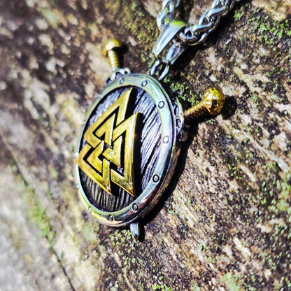 Necklace “Valknut Shield” (Dual Tone)