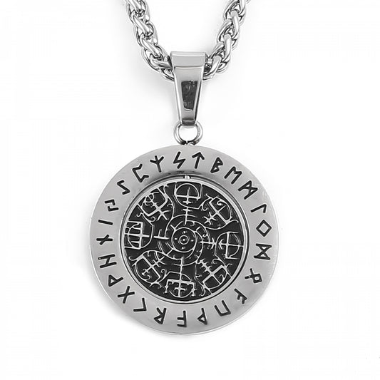 Viking Rotating Necklace - Vegvisir Polished "S"