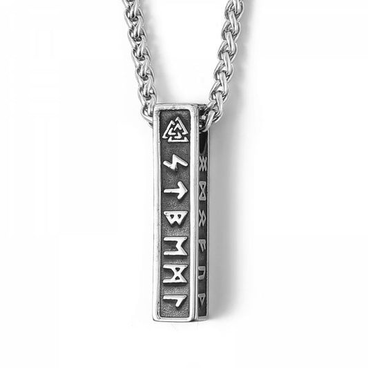 Viking Necklace “Nordic Runes Bar” (Silver)