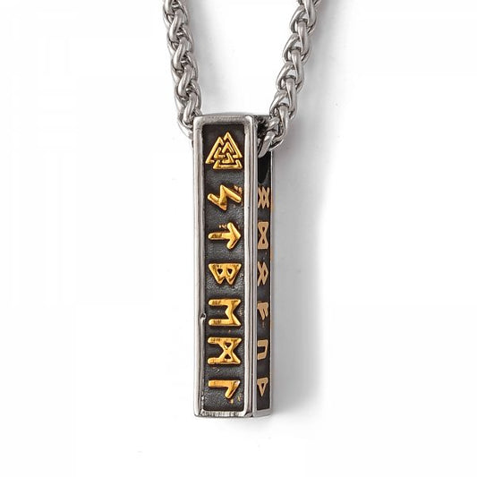 Viking Necklace “Nordic Runes Bar” (Dual Tone)