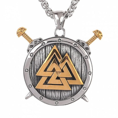 Necklace “Valknut Shield” (Dual Tone)