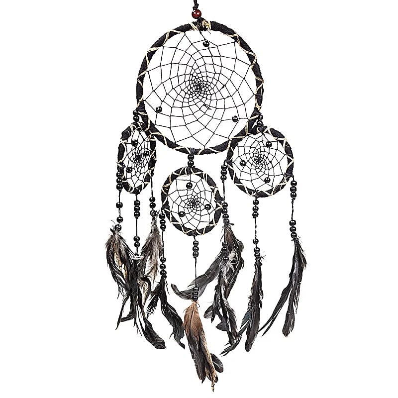 Traumfänger Schwarz mit Federn M