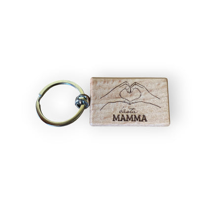 Nyckelring, rektangulär, 32 x 52mm, bok - med gravyr