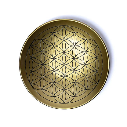 Mässingtallrik med Livets Blomma – ideal för rökelse
