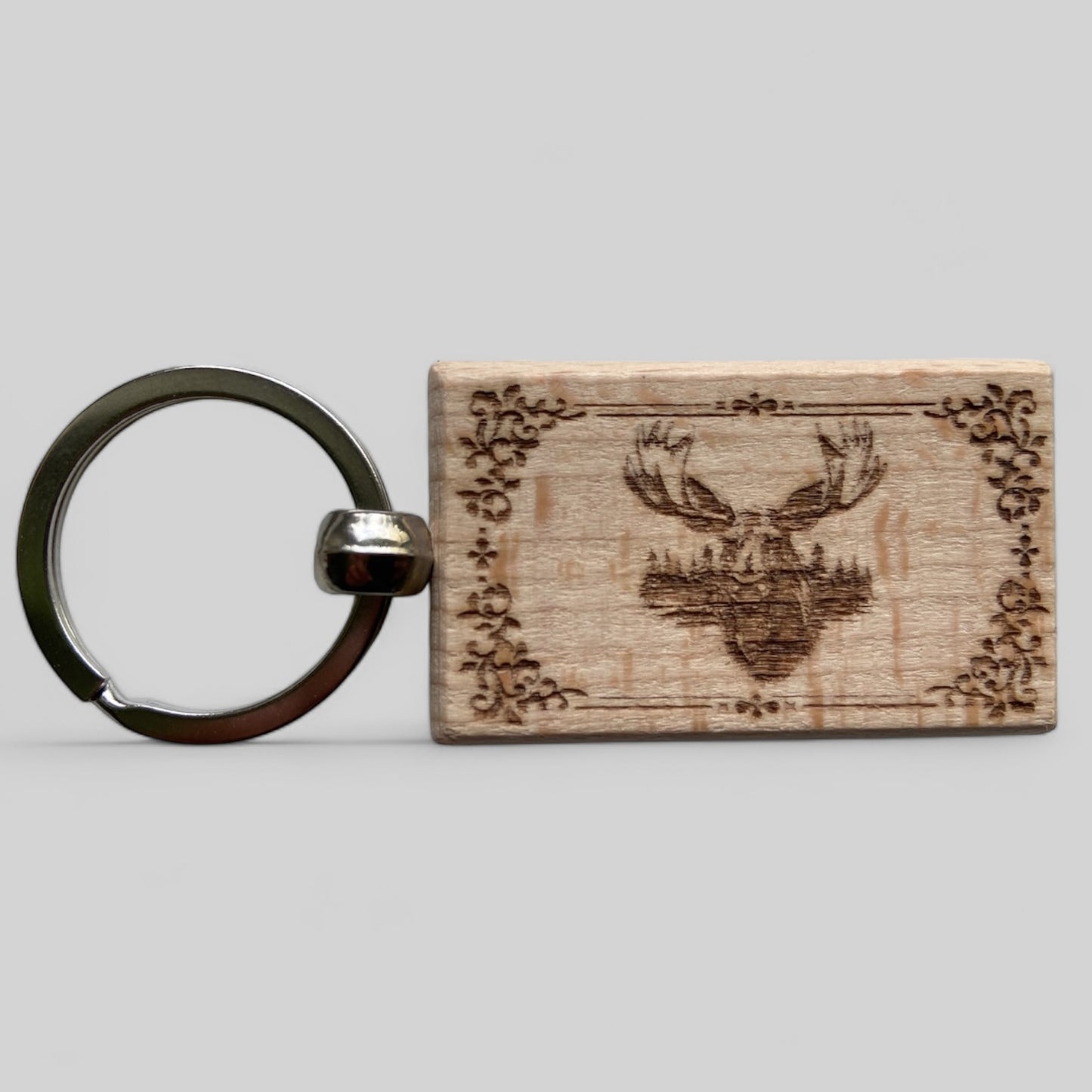 Nyckelring, rektangulär, 32 x 52mm, bok - med gravyr