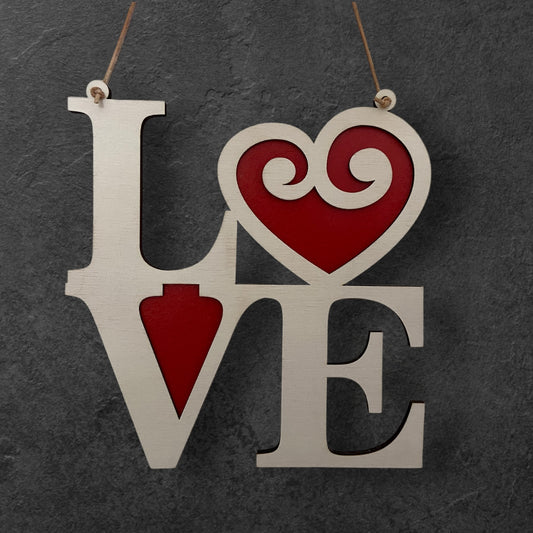 Väggdekoration "LOVE – Swirl Design"