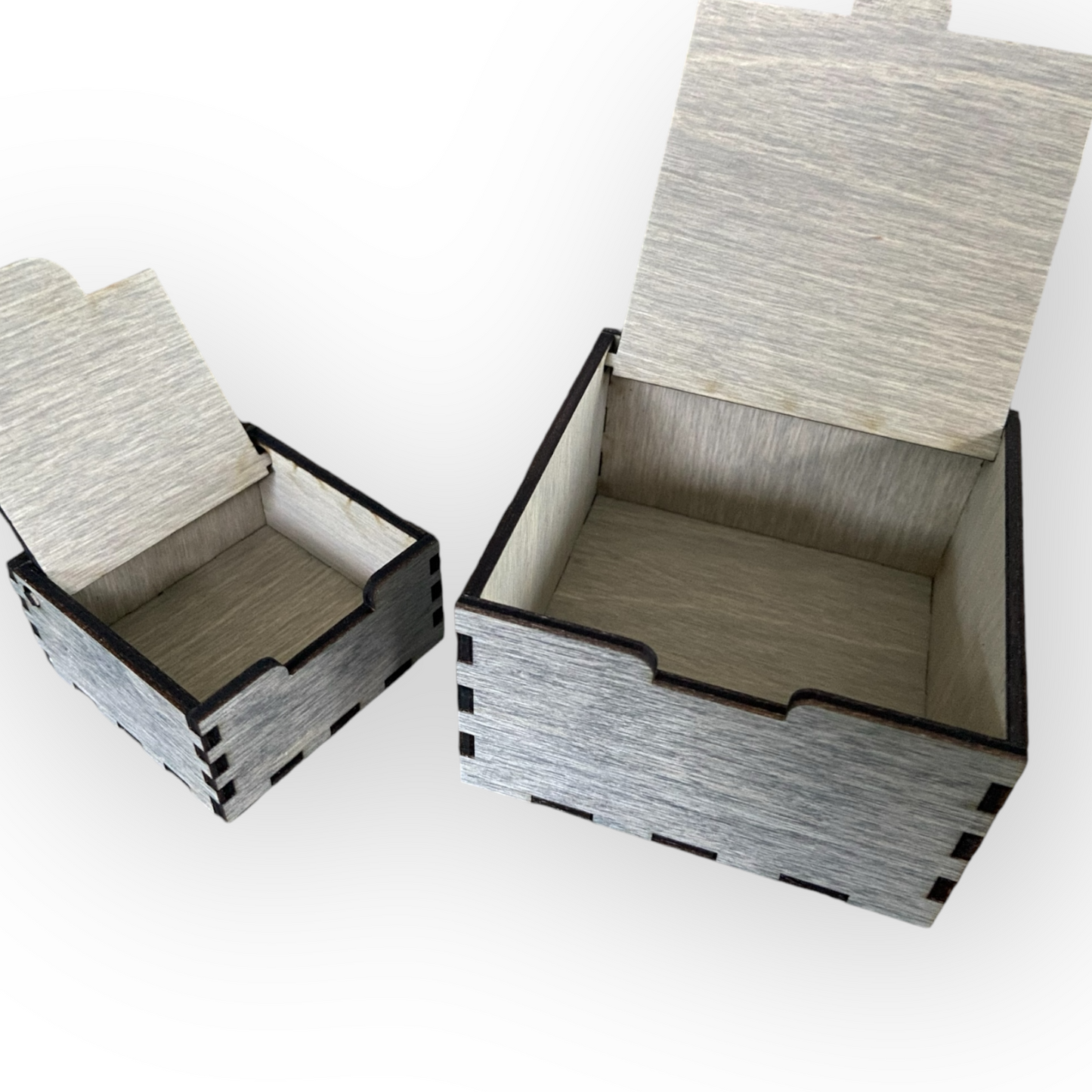 Låda med gångjärnslock - oljad - olika storlekar