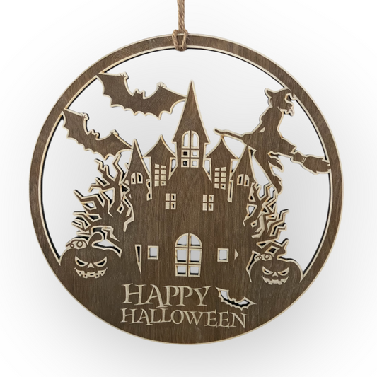 Deko-Skylt "Spökhus-Happy Halloween" - 2 Varianter