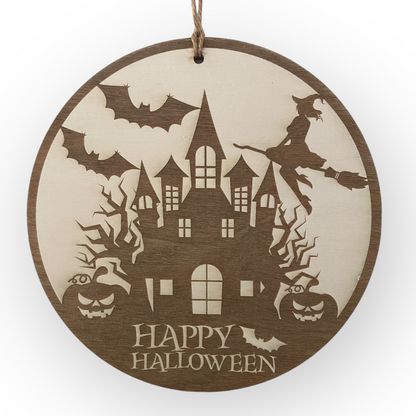 Deko-Skylt "Spökhus-Happy Halloween" - 2 Varianter