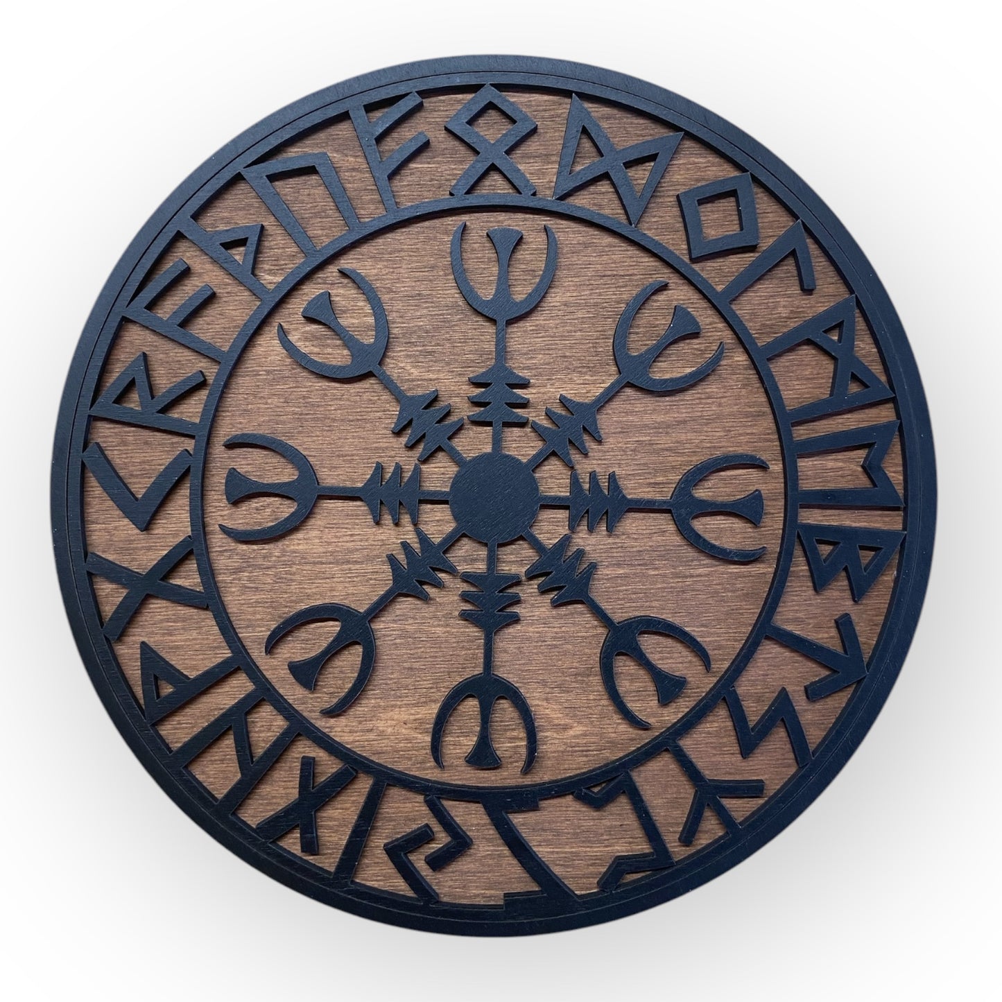 Väggdekoration – Vikingasjöld med Runor & Vikingakompass 🛡️✨ - Typ 4, Vers. 3