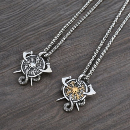 Necklace “Viking Vegvísir Protection Amulet” (Dual Tone)
